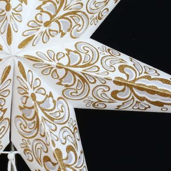 Amar weiß/gold - Faltbarer Leuchtstern, Weihnachtsstern aus Papier mit 7 Zacken, 60 cm